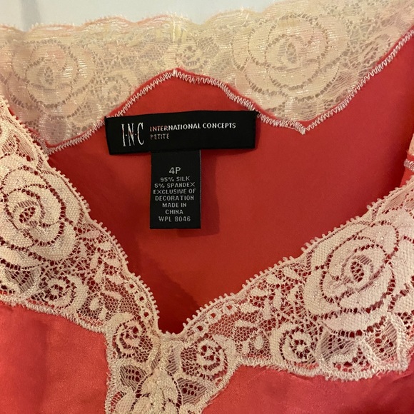 Pink Lace Silk Camisole (INC) - Picture 2 of 4